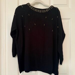 United States Sweaters Black and Gold beaded Sweater new year holiday winter